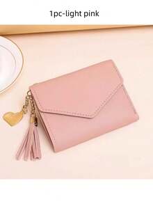 这款可爱的流苏装饰钱包采用人造皮革制成，具有多功能设计，包括女士短款钱包、零钱包、翻盖卡包和信封式布局，使其成为情人节和圣诞节的完美理想礼物。 - 彩色 - 查看 10