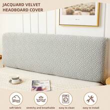 غطاء رأس السرير الجديد المزخرف المقاوم للغبار، غطاء رأس السرير الكامل ذو اللون الأحادي، غطاء رأس السرير الفاخر المطاطي المزخرف، مناسب لحماية وديكور الأثاث - رمادي فاتح - مشاهدة 2