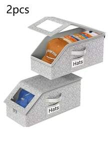 1pc Hat Storage Box Zipper Box Hat Dustproof Storage Box Large Capacity Stackable Baseball Hat Storage Box - Multicolor - View 9