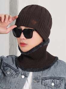 3 件套冬季保暖针织羊毛内衬手套、帽子和围巾套装，适合寒冷天气，男女通用针织帽围巾套装，防风耳罩帽围巾手套保暖套装 - 彩色 - 查看 4