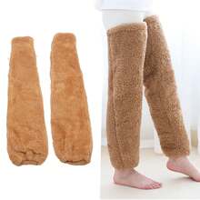 Calcetines largos de pelo para dormir en invierno, suaves, gruesos y transpirables, calcetines de felpa, calentadores de piernas, marrones. - Marrón - Ver 1