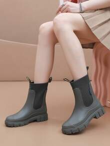 Women's Fashion Mid-Calf Rain Boots, Waterproof One-Piece Non-Slip Galoshes For Adults, Outdoor Wear