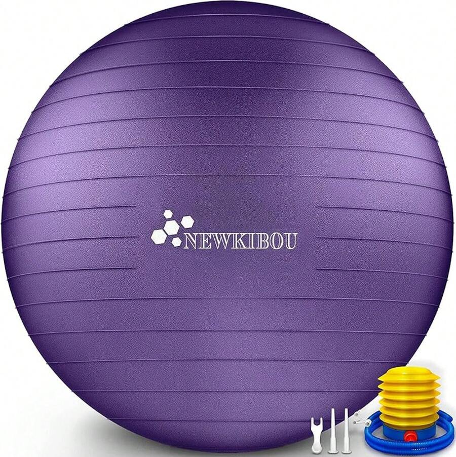 Pelota de Pilates Pelota de Ejercicio para Yoga, Embarazo, Abdominales y Ejercicios Básicos - Incluye Bomba de Aire - Morado - Ver 1