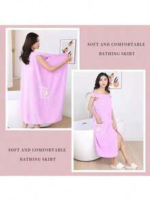 Toallas de baño largas para mujeres 100x125cm - ¡Felpa de coral gruesa con diseño de falda envolvente y textura cuadrada casera, secado ultrarrápido y absorción potente sin pelusa ni decoloración! - Azul Marino - Ver 8