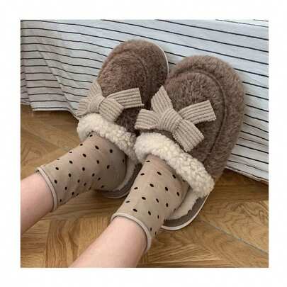 New Style Internet-Famous Women's Slippers, Autumn And Winter Cotton Slippers, Dirt-Resistant, Thick-Soled, Non-Slip, Ultra-Soft Home Couple Cotton Slippers, Women's Plush Winter Slippers, Christmas Patterns - Comfortable Red And White / Outdoor And Home Use, Soft Plush With TPR Soles, Red And White Cute Snowman Pattern Ankle Boots As Christmas Gifts, Suitable For Cold Ground