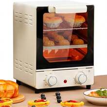 DON FELIZ 15L Compact Electric Oven, 800W, Adjustable Temperature 0-250°C And 60-Minute Timer, Mini Oven With Tray And Rack, White And Green Design. Ideal For Small Kitchens - Phích cắm loại EU E (220-240V) - Xem 5