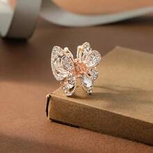 1 Piece Elegant Butterfly Rhinestone Hair Clip - Shiny Colorful Crystal, Rectangular Design With Firm Clip, Suitable For Women's Updos, Parties, Weddings, Proms, Bridal Hair Accessories, Vibrant Hair Ornaments - 香檳色 - 查看 2