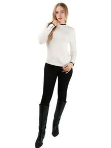 Einfacher Strickpullover mit Kapuze und vertikalem Streifenbesatz in Kontrastfarbe für Damen, gestreift, lässig, für den Alltag im Herbst und Winter