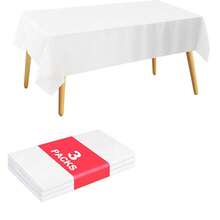 1/3/10pcs Premium Plastic Tablecloth, Decorative Rectangle Disposable Table Cover, Plastic White Table Cloths For Parties, Events & Weddings, Indoors Outdoors, Party Decor - White - View 11