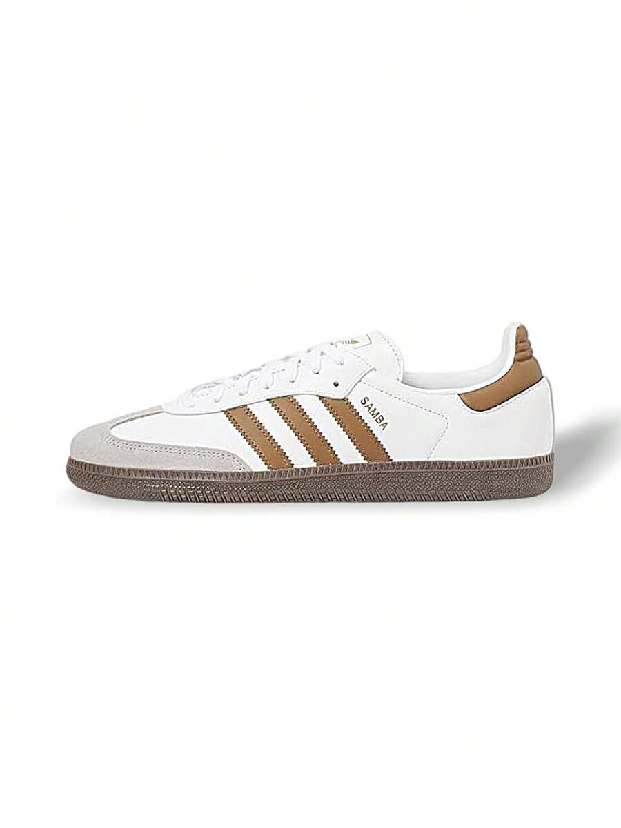 Adidas SAMBA OG 经典复古休闲男士运动鞋吸汗透气百搭纯色标志易洗速干运动户外跑步日常上学男款白色/卡其色 JH8796 - 白色/卡其色 - 查看 1