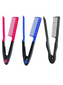 3 piezas/1 pieza Cepillo volumizador de raíces, Peine para peinado unisex, Cepillo de cabello de doble uso para rizar y alisar flequillos en forma de V, Herramienta portátil para peinado en el hogar