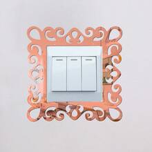 1pc Acrylic Floral Pattern Mirror Switch Sticker, Home Decor For Room, Living Room, Porch - Rose Gold - View 4