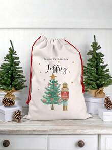 Sac de Crăciun personalizat cu nume personalizat, cu zână cu prune de zahăr, balerină, spărgător de nuci, ciorap de Crăciun vesel, decorațiune de Crăciun, cadou de familie, prieten, geantă de jucării, Crăciun, multifuncțional, durabil, ornamental, reutilizabil, rafinat, elegant - Multicolor - Vizualizare 7