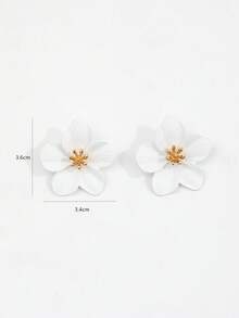 1 Pair Fashionable & Versatile White Flower Stud Earrings, Fresh & Sweet High-End Earrings For Women