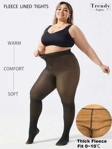 1pc 220g/80g Thickened Thermal Pantyhose Stockings For Women, High Elasticity, Translucent, High Waist, Tights For Autumn And Winter, Cozy - Black - View 5