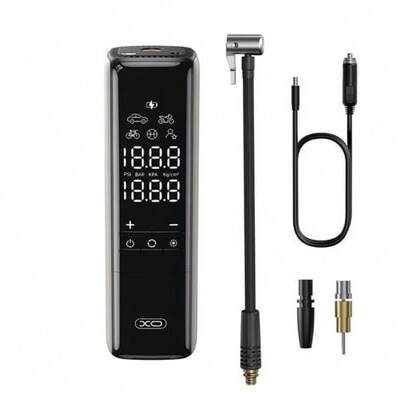 XO CZ017 Gonfiatore portatile - Display LCD - 3 ugelli - 12 V - Nero
