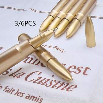 3pcs/6pcs Personalized Bullet-Shaped Ballpoint Pens, Blue Ink Pens, Suitable For Diary, School And Office, Back To School Essential