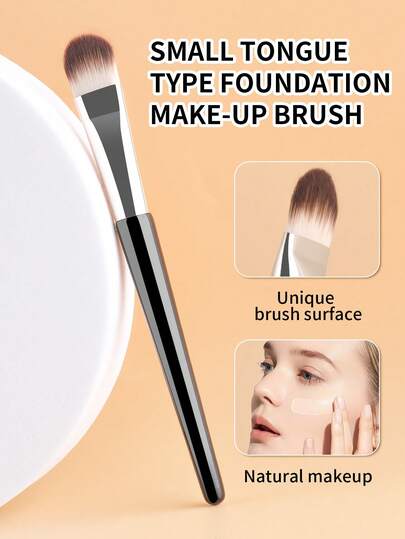 1pc Minimalist Skin-Friendly Small Wooden Handle Spatula Makeup Brush - Evenly And Effectively Applies, Soft And Fine Bristles That Don't Absorb Powder,Foundation Brush,Concealer Brush,Blush Brush,Contour Brush,Blush Brush,Bronzer Brush,Powder Brush,Foundation Brush,Blush Brush