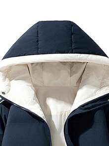男士羽绒服，保暖休闲拉链连帽长袖外套，适合户外活动、街头穿搭和日常穿着，秋冬季 - 藍色 - 查看 6