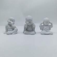 Bộ 3 tượng Thiền sư Ba nhà sư thông thái, Tượng Thiền sư thu nhỏ in 3D, "Không nhìn điều ác, không nghe điều ác, không nói điều ác", Tượng Phật giáo cổ điển sáng tạo, Thích hợp cho gia đình, văn phòng, trang trí phòng trà, phòng ngủ, văn phòng, đồ trang trí Phật hoạt hình trên ô tô, bể cá, bàn cà phê, cây cảnh, lý tưởng làm quà tặng năm mới và sinh nhật - Nhiều màu - Xem 12