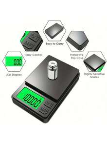 1000g/0.01g 数字袖珍秤，精密 LCD 背光称重工具，塑料，电池供电，去皮功能，适用于珠宝、食品、盎司/格令，不含电池 - 彩色 - 查看 6