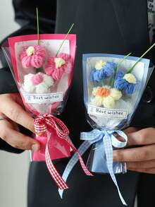 1支迷你人造花，附赠礼品袋，是情人节、母亲节花束和小礼物的理想之选 - 彩色 - 查看 5