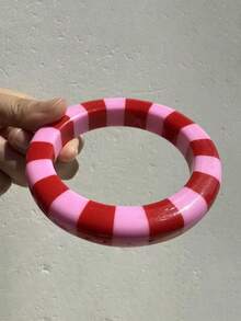 1 chiếc vòng tay nhựa sọc khối màu, vòng tay hình học phóng đại, phụ kiện trang sức đa năng dành cho nữ - Nhiều màu - Xem 5
