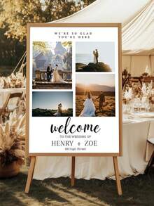 Wedding Welcome Sign Template, Modern Photo Welcome Sign Template, Printable Wedding Reception Poster - Multicolor - View 4