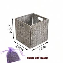 1 pieza de cesta de lavandería tejida a mano, caja de almacenamiento multiusos para ropa y juguetes, diseño plegable, adecuada para el baño y el almacenamiento en el dormitorio, cesta de almacenamiento para el baño. También disponible: caja de almacenamiento abierta de cuerda de papel, cesta de alimentos de color marrón claro, caja de almacenamiento plegable para el dormitorio, cesta de mimbre con asa. - Multicolor - Ver 13