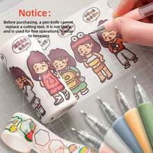 1pc Art Utility Knife PenPush Style Art Knife Set For Sticker Album, Cutting Tool, Utility Knife, Lettering Knife, Student Diy Arts And Crafts Supplies(Notice: Pen Knife Can Not Replace A Knife, Belongs To The Stationery Supplies,Not Sharp),Back To School,School Supplies