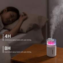 2025 Humidifier For Bedroom BW2, Cool Mist Auto Shut-Off Car Diffuser, 500ml Portable Mini Humidifier With LED Colorful Gradient Light, USB Powered, 2 Mist Modes, For Office, Baby Room, Plants (White) - trắng - Xem 9
