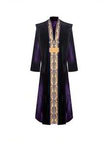 Men's Wizard Robe Costume, Vintage Long Cloak For Halloween Stage Performance, Role Play, Magician Robe For Men, Black And Purple, Suitable For Halloween Party, Stage Show, Cosplay - Purple - View 7