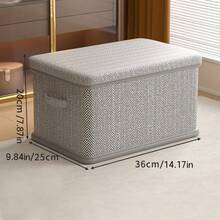 1pc Herringbone Pattern Large Capacity Storage Box, Minimalist Non-Woven Fabric Cube, Multi-Size Storage Bin, Clothes & Pants Organizer Box, Wardrobe Organizer, Bedroom Clothing Storage, Quilt Storage Box, Suitable For Home/Wardrobe Organization - Grey - View 9