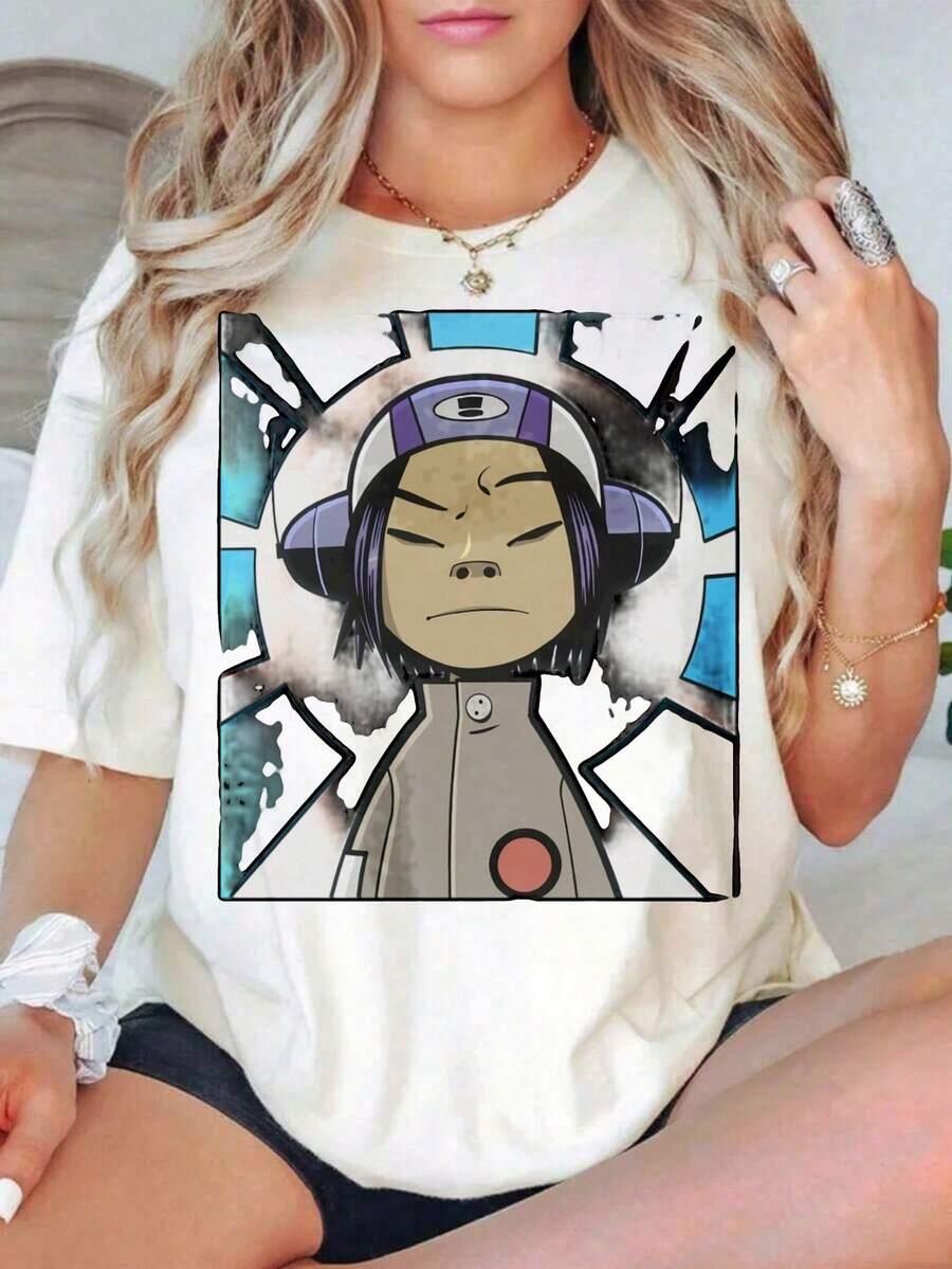 Anime Character Graphic T-Shirt Unisex Casual Streetwear Top With Bold Print Design For Everyday Wear - White-30 - View 1