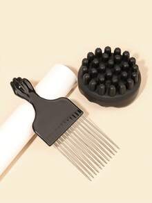 2pcs Big Holes Barber Hair Brush Sponge Dreads Locking Twist Afro Curl Coil Wave Hair Care Tool, Premium Twist Tool, Long-Lasting Durable, Longevity, Defines Twists, Professional Quality, Quick & Easy Styling, Washable, Black, Claw Clips, Hair Tool Kit - Multicolor - View 5