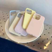 Funda de teléfono de silicona líquida en amarillo sólido - Antiamarillamiento y suave protección, compatible con [dispositivo], resistente al agua, a los golpes, a las caídas y a los arañazos - Estilo 2 (1 pieza) - Ver 3