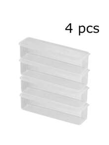 Awaoko 4个长方形食品储物盒，可重复使用的塑料冰箱收纳盒，用于存放葱、欧芹、香菜、大蒜、面条、鸡蛋等，带盖，建议手洗，厨房必备，返校季好物，食品储物厨房用品，厨房配件，厨房工具