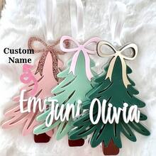 Personalized Acrylic Christmas Tree Tag 3D Christmas Tree Stocking Tag: Acrylic Holiday Ornament,Birthday Gift - Pine Needle Christmas Tree - View 1