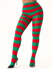 1 Pair Striped Tights/Thigh High Socks, Suitable For Cosplay, Parties, Halloween, Christmas, Music Festivals, Spring/Autumn/Winter