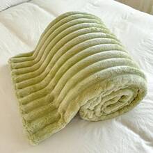 1件装柔软复古风人造毛皮毯 - 沙发和椅子的舒适之选，条纹图案，可机洗，涤纶混纺，四季皆宜，椅套/床罩 | 柔软毯子 | 涤纶混纺，兔子装饰 - 淡綠 - 查看 9