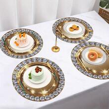4PCS  Gold Circle Placemats With Diamonds, Round Heat-Resistant Non-Slip Placemats, Suitable For Autumn Daily Festivals Thanksgiving Christmas Parties Kitchen Dining Table Decoration Autumn Harvest Home Decor