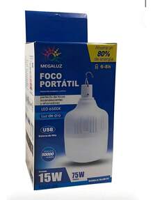 Foco Led Recargable 15w Luz Blanca Emergencia Portatil - LUZ BLANCA - Ver 2