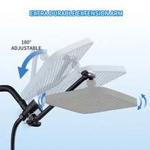 4 模式手持花洒套装，经典美式风格，配备高压方形雨淋花洒头和分水器，抛光 ABS 材质，全身覆盖，无需用电，花洒组合 - 黑色 - 查看 4