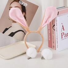 1pc Bicolor Rabbit Ear Headband, Khaki Velvet & Soft Brown Fabric Headband, Cartoon DIY Headband, Hair Band, Hair Hoop, Hairband For Women, Autumn Outfits