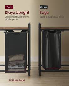 VASAGLE Laundry Hamper, Laundry Basket, Laundry Sorter With 2 Pull-Out And Removable Bags, Shelf, Metal Frame, 2 X 12.1 Gallons (46L), 28.8 X 13 X 28.4 Inches, White, Gray, Black, Light Gray - Hai màu - Xem 5
