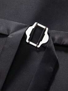 新款男士人字纹粗花呢背心，复古翻领链条装饰背心 - 藍色 - 查看 7