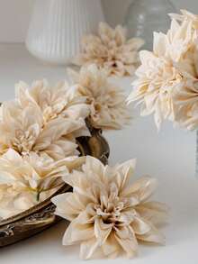 MEHELANY 20 bông hoa cúc Gerbera nhân tạo màu sâm panh có cuống, hoa giả bằng lụa trang trí nhà cửa, phòng ngủ, bàn ăn, sân vườn, tiệc tùng, quà tặng, hoa cài áo cô dâu, ngày Valentine, ngày của Mẹ, vòng hoa cưới tự làm, sân trước, bó hoa cưới - Rượu sâm banh - Xem 6