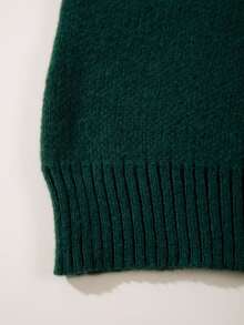 Herren lässiger, weiter Pullover in Einfarbig, Streetwear im amerikanischen Stil, Rundhalsausschnitt, Langarm, vielseitig einsetzbar, Herbst/Winter - Dunkelgrün - Übersicht 7