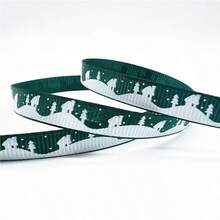 5yards 10mm Christmas Ribbon Printed Christmas Polyester Ribbon For Handmade Design Christmas Decoration Gift Packing