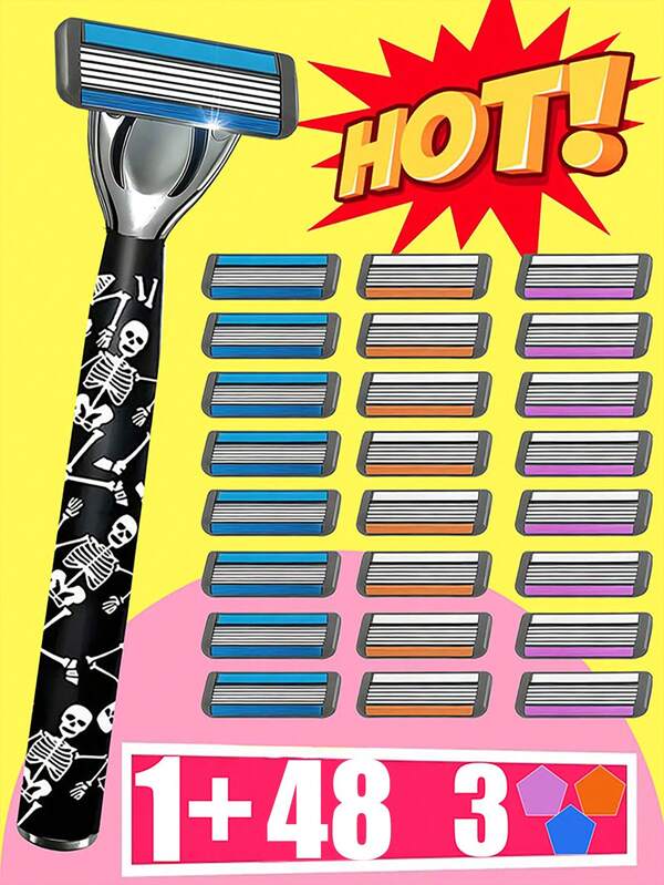 High Quality Manual Shaver For Men, 6-Layer Upgraded Blades, Smooth And Skin Friendly, Clean And Refreshing T-Shirt, No Stubble Left, Suitable For Various Life Scenarios, Versatile Shaver For Both Men And Women, Suitable For Travel Or Business Trips, Bringing Convenience To Daily Life. Exquisite And Affordable Shaving Knife Gift, Multi Colored Blade Universal Matching, Free Storage Box